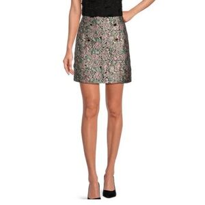 Abbeyglass NWT size L Chic Floral brocade Mini Skirt - Pink and Green.